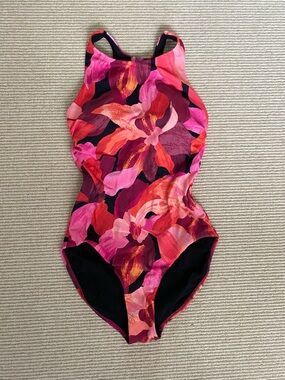 Athleta Floral One-Piece Swimsuit in Pink, Red and Black Women’s small